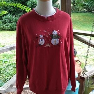 Baxter & Wells 1X Christmas 🎄 snowman cardinals sweatshirt Granny Grandma